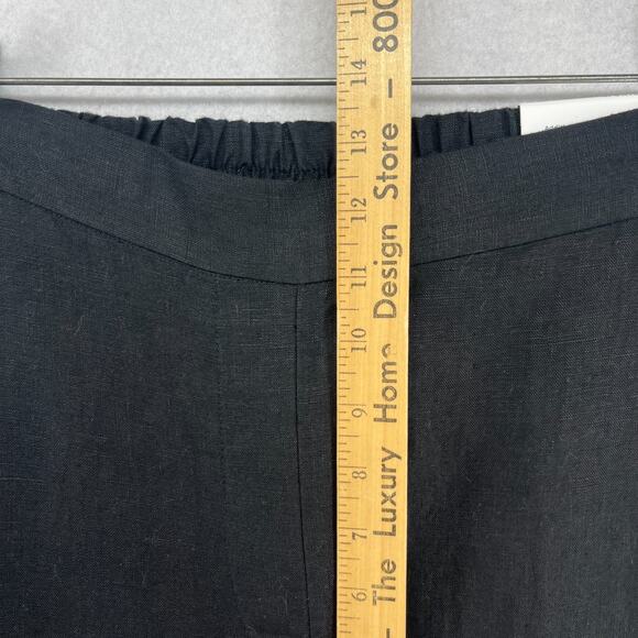 CHICOS Pants 2.5 14 Linen Crop Straight Leg Eyelet Hem Elastic Waist Black NEW - Picture 13 of 16
